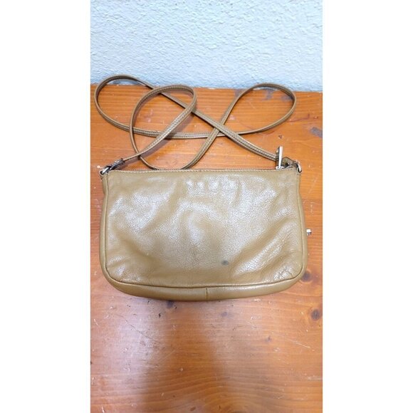 Fossil Crossbody Leather Bag Beige Small Purse With Adjustable Strap & Zippered - Picture 3 of 14